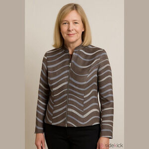 Lafayette 148 New York Gray and White Zebra Blazer Size 4